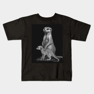 Meerkat Mother and Baby - by Nadya Neklioudova Kids T-Shirt